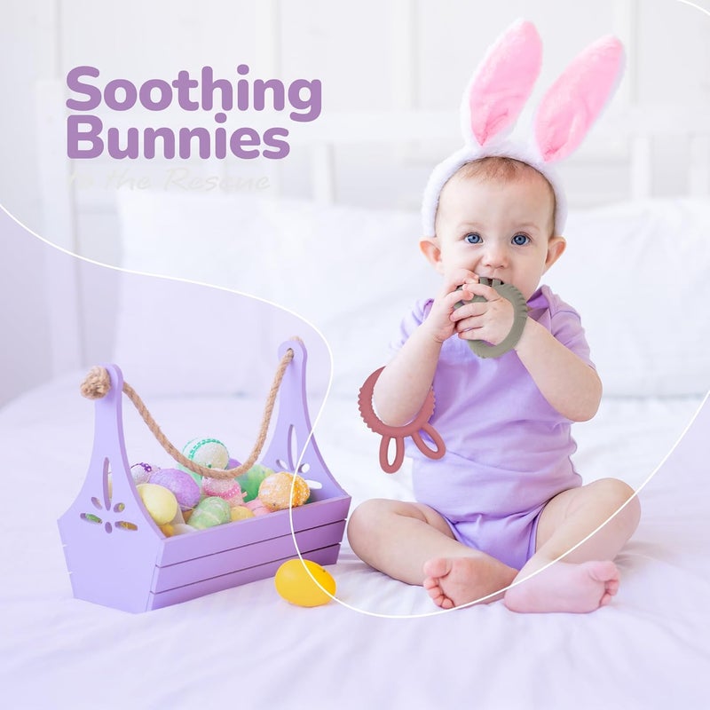 ArtCreativity أطواق عضاضة أذن الأرنب من آرت كرييتيفيتي للأطفال - مجموعة من 2 حلقة عضاضة - ألعاب عضاضة سيليكون للأطفال من 0 إلى 6 و12 شهرًا - ألعاب عضاضة للأولاد والبنات - هدايا أرنب لطيفة للمولودين الجدد - Image 5