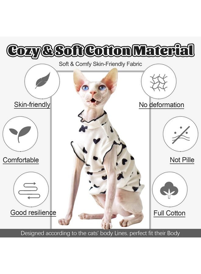 DENTRUN DENTRUN Heart Pattern Sphynx Hairless Cats Shirt, Kitten T-Shirts with Perlin Sleeves, Breathable Cat Wear Cute Sweater Adorable Hairless Cat's Clothes Vest Pajamas Jumpsuit - Image 4