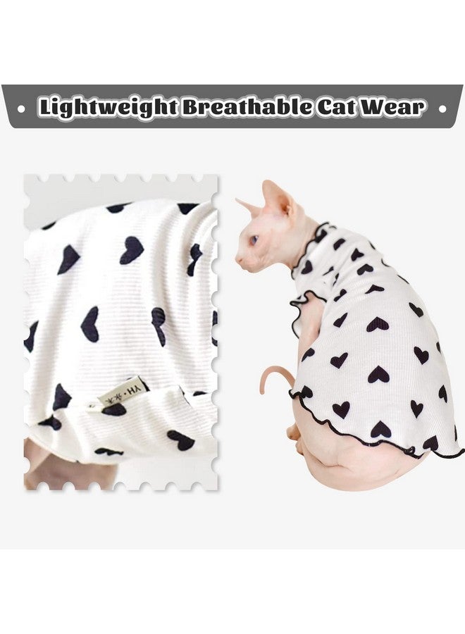 DENTRUN DENTRUN Heart Pattern Sphynx Hairless Cats Shirt, Kitten T-Shirts with Perlin Sleeves, Breathable Cat Wear Cute Sweater Adorable Hairless Cat's Clothes Vest Pajamas Jumpsuit - Image 5