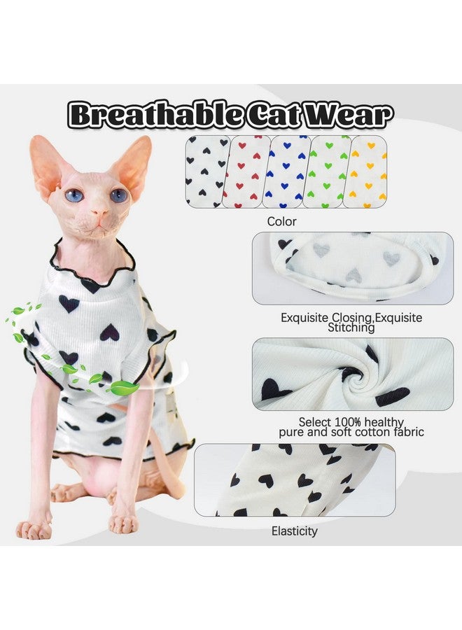 DENTRUN DENTRUN Heart Pattern Sphynx Hairless Cats Shirt, Kitten T-Shirts with Perlin Sleeves, Breathable Cat Wear Cute Sweater Adorable Hairless Cat's Clothes Vest Pajamas Jumpsuit - Image 2