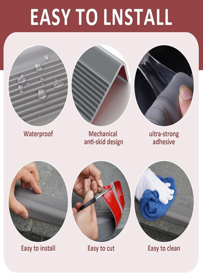 Delzon Stair Anti Slip Nosing Self-Adhesive Vinyl Edging Strip,Non Slip Step Trim,PVC Rubber Angle Stair Edge Trim 1 Meter - (2, Gray) - Image 4