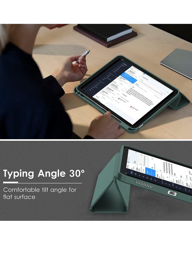 ELTRAZONE iPad 10th Gen Case with Pencil Holder, Soft TPU Back, Auto Wake/Sleep, New Midnight Green - Image 4