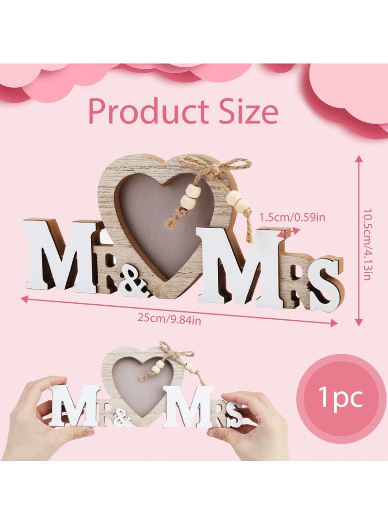 Y&D - Wedding Gifts with Heart Photo Frame Mr Mrs Picture Frames Romantic Love Holder Personalized Perfect for Newlyweds Tabletop Display Stand - Image 1