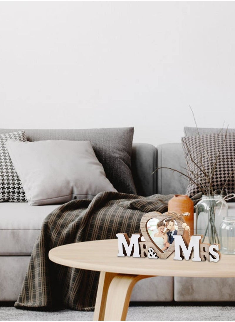 Y&D - Wedding Gifts with Heart Photo Frame Mr Mrs Picture Frames Romantic Love Holder Personalized Perfect for Newlyweds Tabletop Display Stand - Image 1