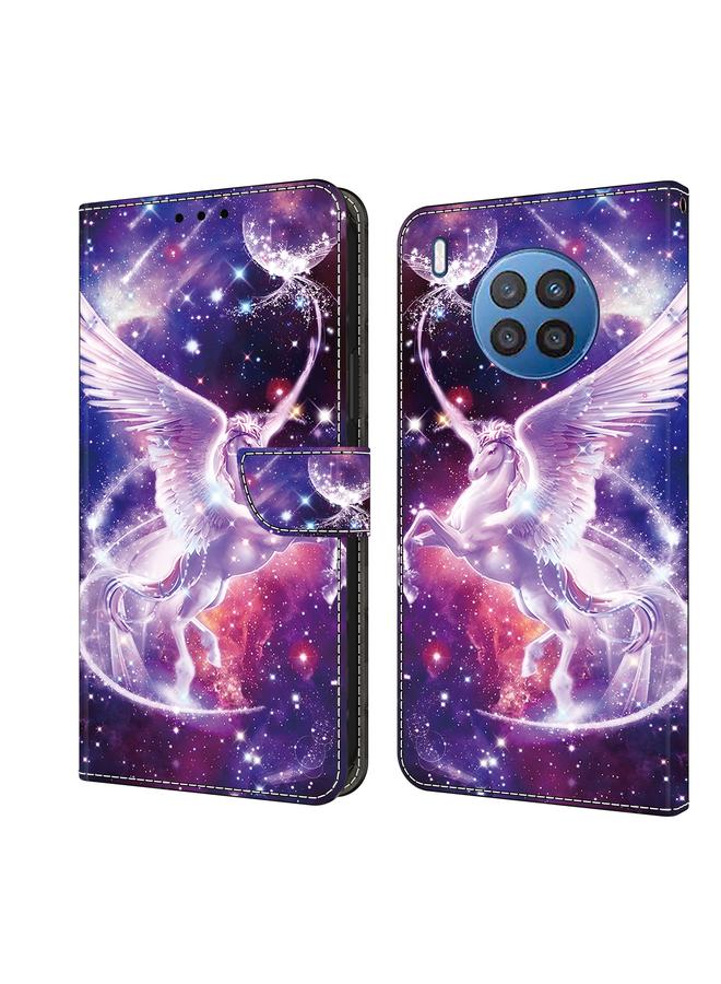 حافظة هاتف جلدية مطلية بالكريستال لهاتف Honor 50 Lite (يونيكورن)