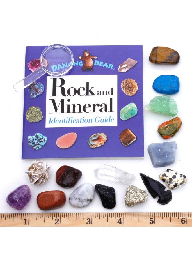 Dancing Bear 15 Pc Rock & Mineral Collection With Collector Box/Display Case, Id Sheet, Rock Book, Magnifying Glass, Beginner Starter Set, Kidsgemstone Crystal Kit, Stem Geology Science Education - Image 5