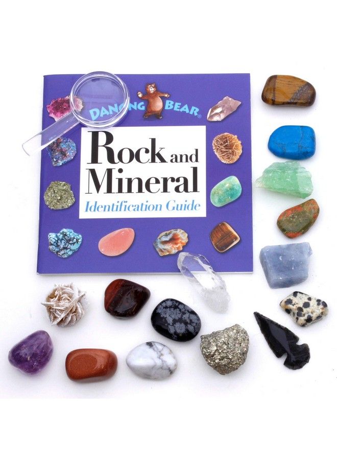 Dancing Bear 15 Pc Rock & Mineral Collection With Collector Box/Display Case, Id Sheet, Rock Book, Magnifying Glass, Beginner Starter Set, Kidsgemstone Crystal Kit, Stem Geology Science Education - Image 4