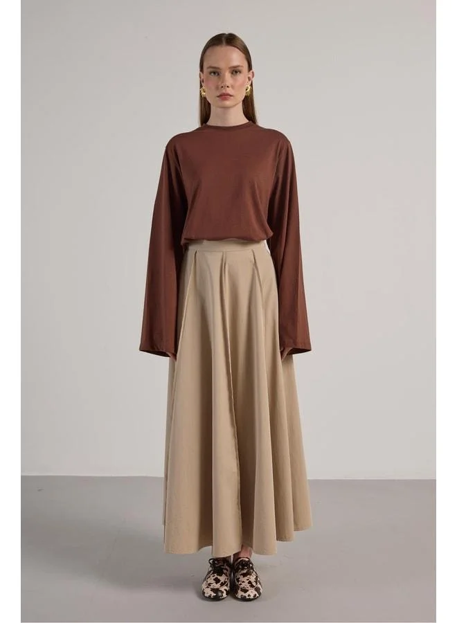 mina aise Women's Stone Piece Detailed Stitch Premium Long Skirt 30054.