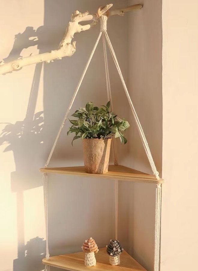 Kutis 3-Tier Plant Hanging Wall Hanging Display Stand Home Decoration  Plant Display Stand Beige 32 x 122 Centimeter - Image 2