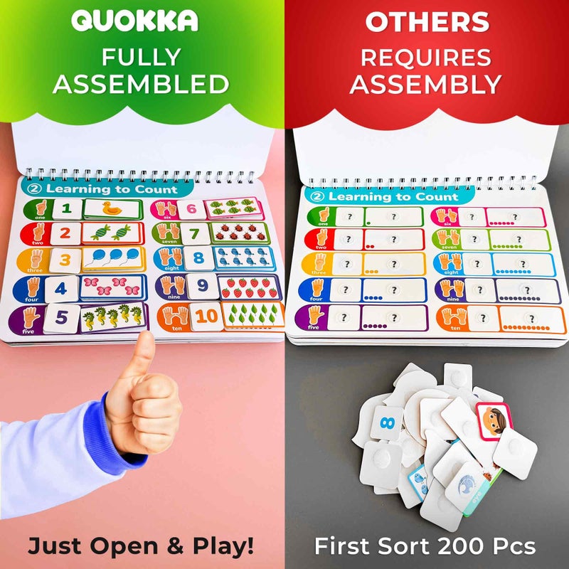 QUOKKA Montessori Busy Book for Toddlers 3-5 I Fully Assembled I Preschool Toddler Activity Book for Kids Ages 3-5 - Pre K Learning Activities for Classrooms Home - 15 Toddler Educational Activities - Image 2