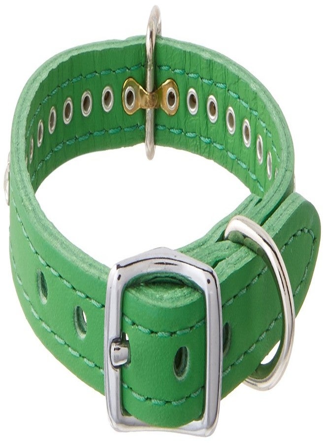 OmniPet Signature Leather Crystal Dog Collar, Emerald Solid Grain Leather, Fits 7.5"-9.5" Neck Size, 12" Overall Length - Image 1