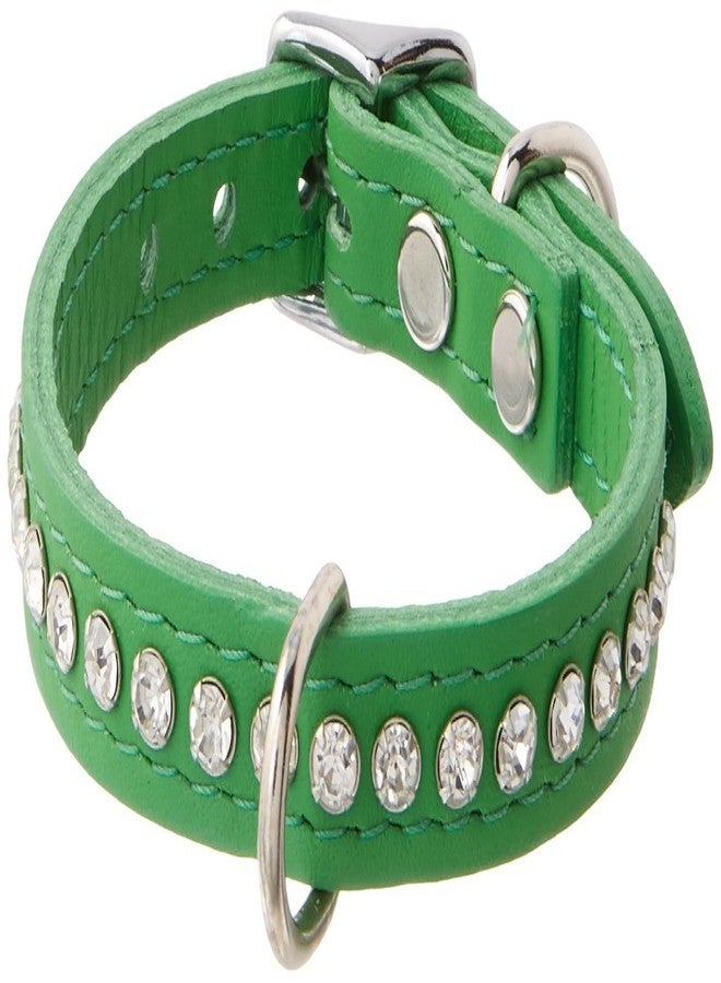 OmniPet Signature Leather Crystal Dog Collar, Emerald Solid Grain Leather, Fits 7.5"-9.5" Neck Size, 12" Overall Length - Image 2