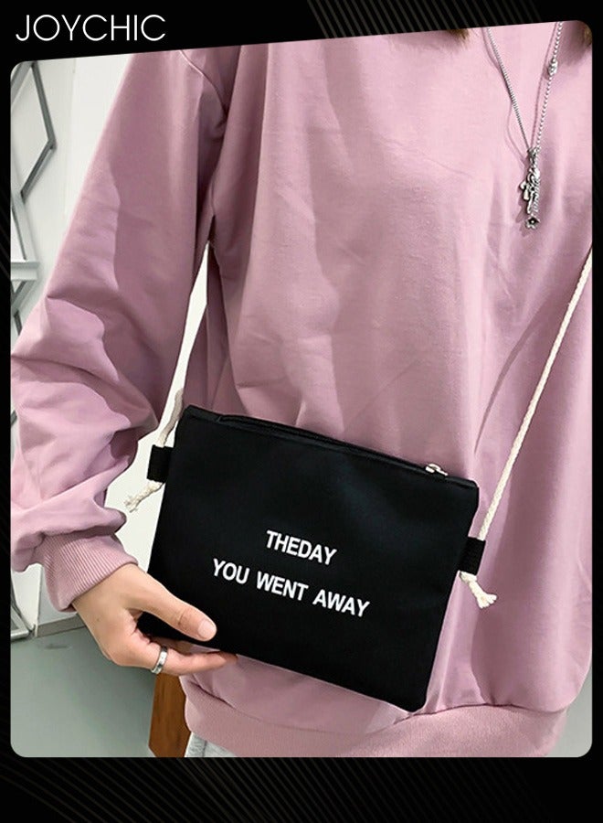 Joychic طقم حقيبة مدرسية بسعة كبيرة حقيبة مدرسية قماش مقاومة للماء مع حقيبة أقلام للطلاب في المرحلة المتوسطة والثانوية والجامعة باللون الأسود/الأبيض - Image 3