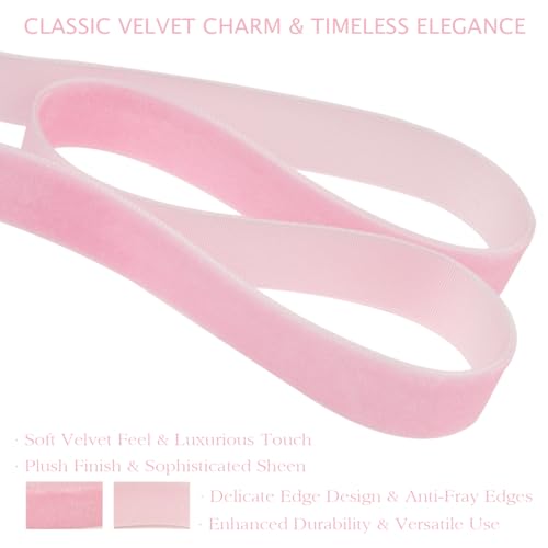 Mlurcu Pink Velvet Ribbon 5/8 Inch 25 Yds Vintage Thin Light Pink Velvet Ribbon for Christmas Tree, Gift Wrapping, Garland & Wreath Bows Making, Sewing Trim, DIY Crafts, Valentine's Day Wedding & Home Decor - Image 3