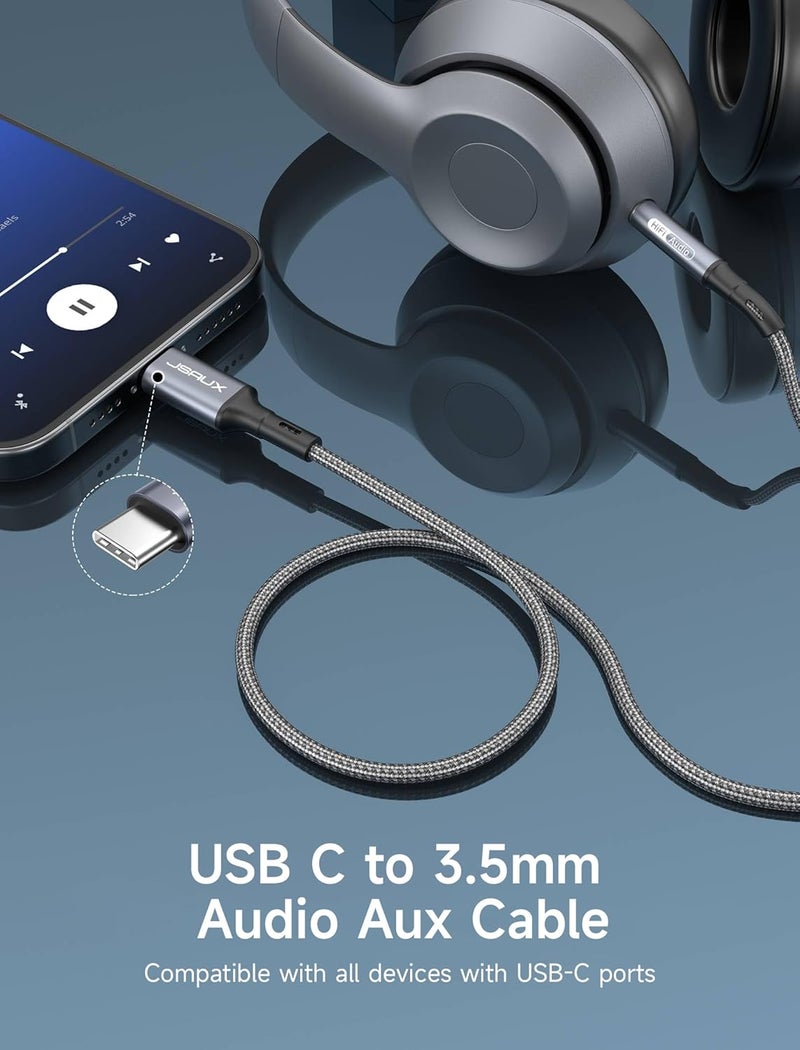 jsaux USB C to 3.5mm Audio Aux Cable 6.6ft, USB Type C to 3.5mm Headphone Stereo Car Cord Compatible with iPhone 17 16 15 Pro Max, Samsung Galaxy S24/S23 Ultra, Note 20/10 Plus, iPad Pro, Pixel 9/8 - Image 2