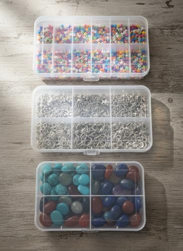 c s m C.S.M CSM Jewelry Case Organizer(CLICK-3) Rectangular Plastic Storage Box with dividers 4/6/12 Grids (Transparent) - Pack of 3 Boxes - Image 2