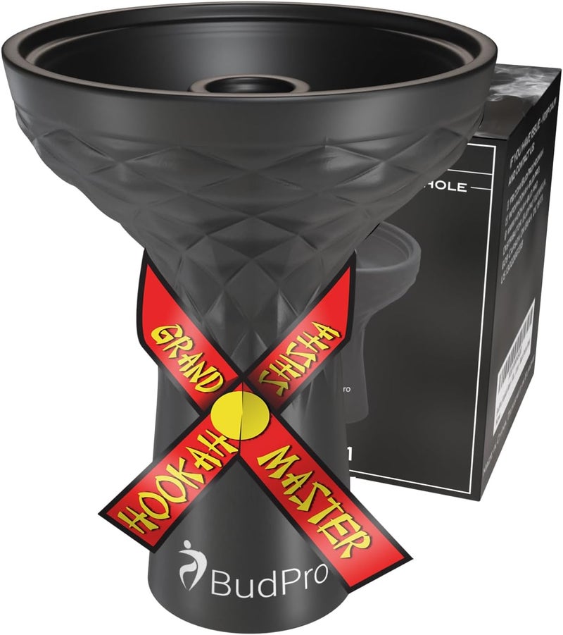 BudPro Hookah Bowl - Silicone 1 Hole Phunnel Bowl - Perfect with Charcoal Holder - Black Shisha Bowl - Image 1