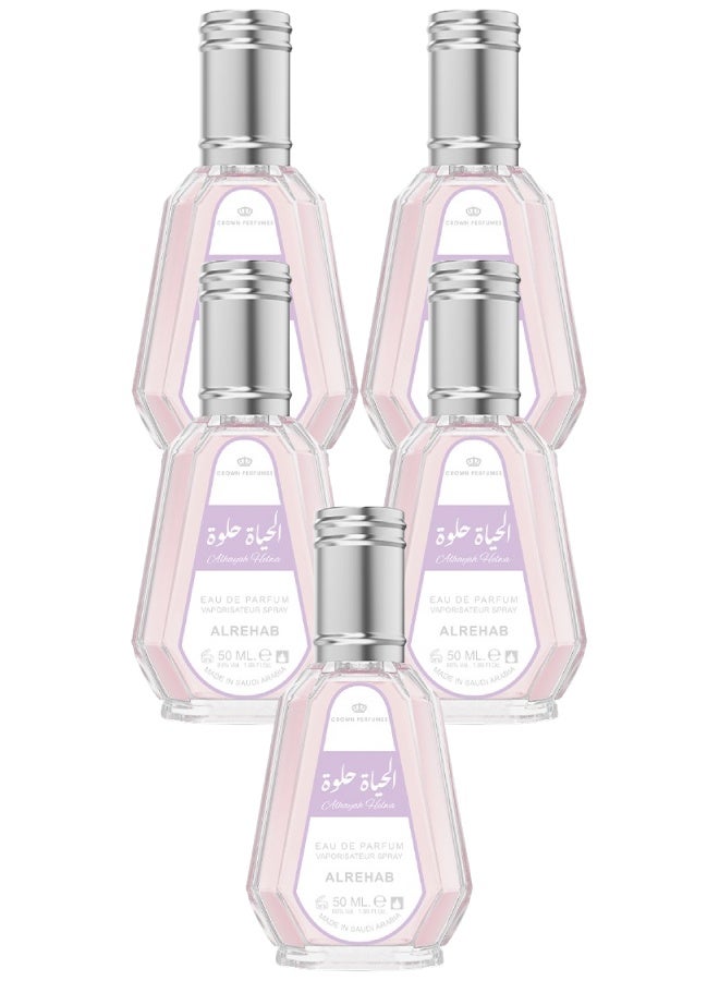 Alrehab 5 Pieces Alhayah Helwa Perfume 50ML - Image 1