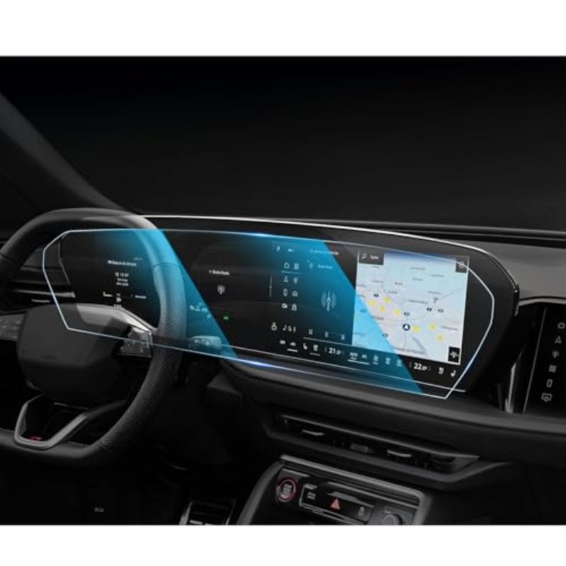 واقي شاشة Audi Q5 2026، Q6 etron (2025 2026): شاشة لمس 14.5 بوصة، أداة الكل في واحد 11.9 بوصة، زجاج مقسى 9H HD، أسود، مقاوم للخدش - Image 1
