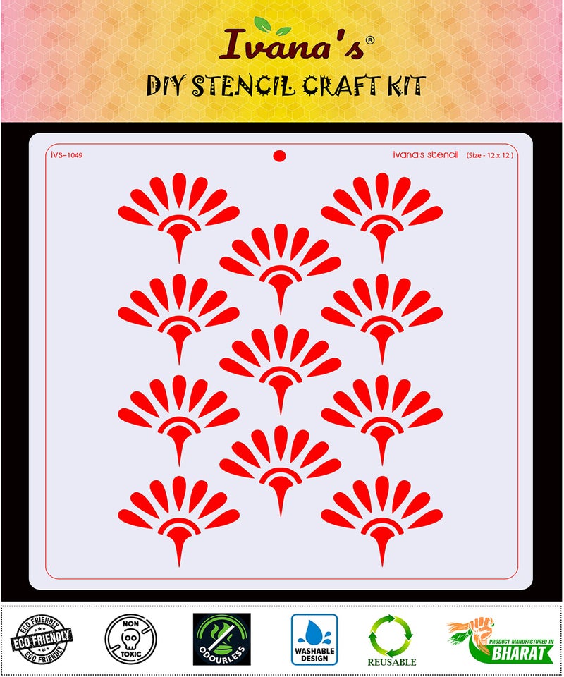 IVANA'S Modern Wall Design Stencil for Art & Craft, Reusable DIY Decorative Stencil for Painting on Canvas, Fabric, Cloth, Paper, Glass, Furniture and Wall, Size - 12 x 12 inch, IVS-1049, Off White - Image 2