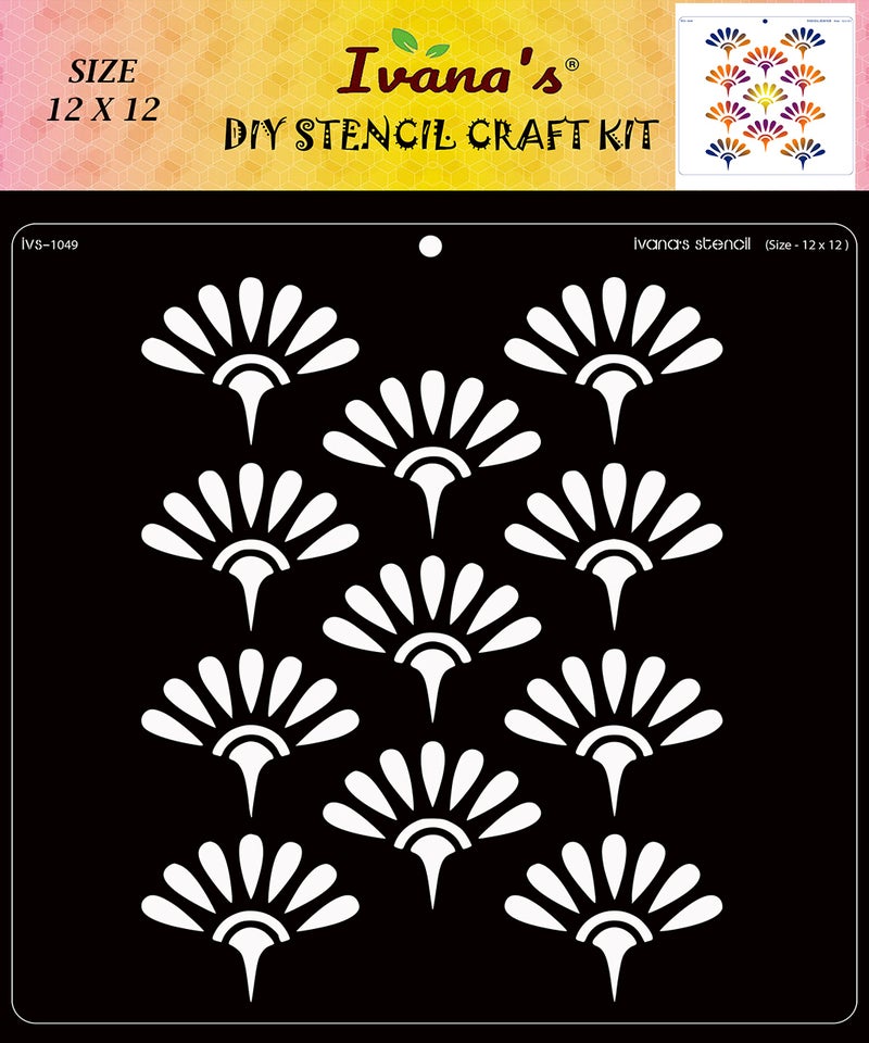 IVANA'S Modern Wall Design Stencil for Art & Craft, Reusable DIY Decorative Stencil for Painting on Canvas, Fabric, Cloth, Paper, Glass, Furniture and Wall, Size - 12 x 12 inch, IVS-1049, Off White - Image 1