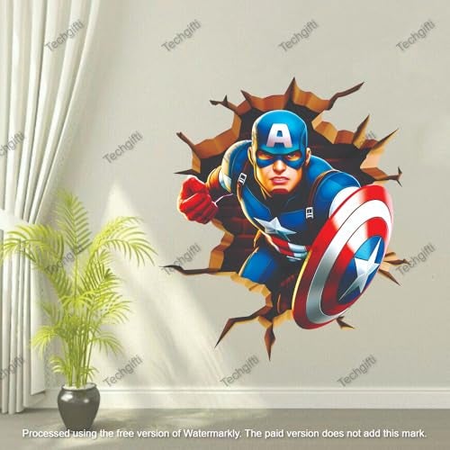 Techgifti 3D Superhero Wall Decal Sticker,Size - 52 x 46 cm, Break-Through Design, Vinyl Wall Art for Kids Room Decoration Sticker - Image 5
