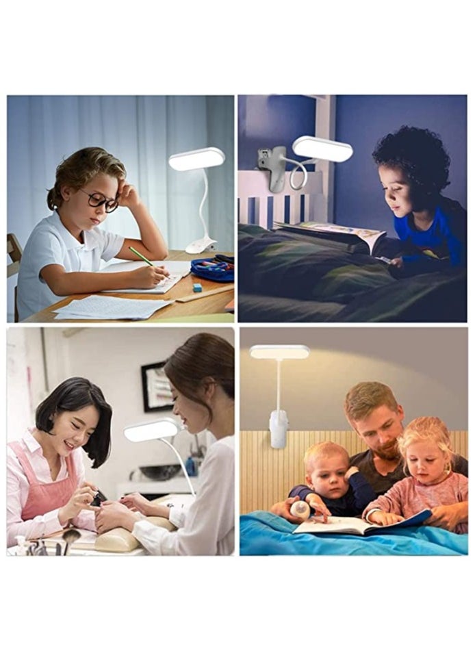 USB Desk Lamp with 36 LED, 5 Color Modes & Brightness Levels, Eye Protection Clip-On Light for Reading, Video Conferencing, and Bedside Use (White)