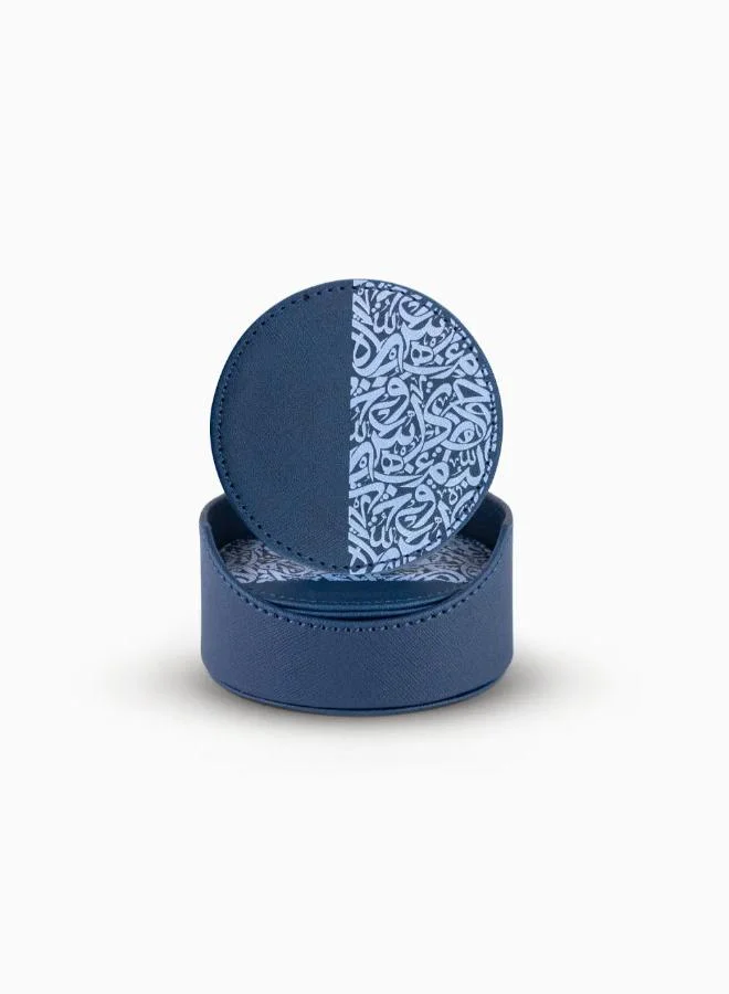 Silsal Set of 6 Huruf Leather Coasters - Navy