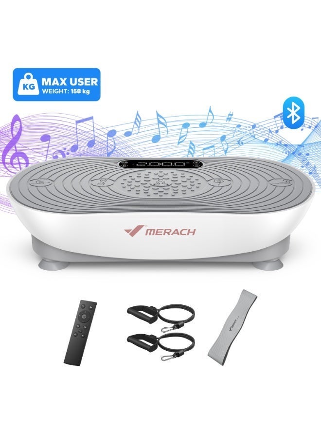 MERACH Vibration Plate Exercise Machine, Vibrating Platform for Lymphatic Drainage Weight Loss Muscle Activation, Full Body Home Exercise Equipment with LED Touch Screen Bluetooth Pull Cord - Image 1
