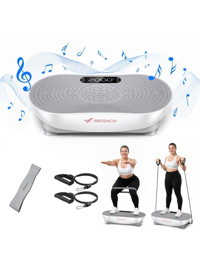 MERACH Vibration Plate Exercise Machine, Vibrating Platform for Lymphatic Drainage Weight Loss Muscle Activation, Full Body Home Exercise Equipment with LED Touch Screen Bluetooth Pull Cord - Image 1