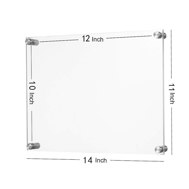 Meetu 11x14 Acrylic Picture Frames -Inner 10x12 Wall Mount Photo Frame Frameless Clear Floating Frame for Document Certificate Artwork(4 Pack) - Image 3