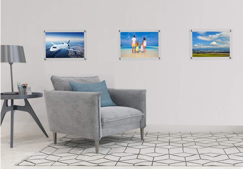 Meetu 11x14 Acrylic Picture Frames -Inner 10x12 Wall Mount Photo Frame Frameless Clear Floating Frame for Document Certificate Artwork(4 Pack) - Image 5