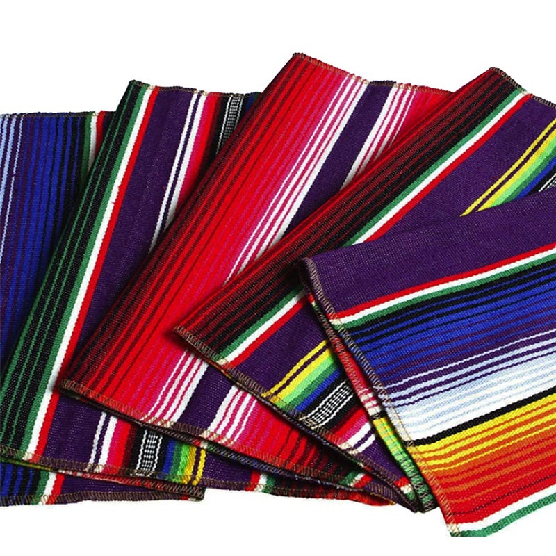 Fowecelt Mexican Serape Table Runner 14 x 84 Inch for Mexican Party Wedding Decorations Outdoor Picnics Dining Table, Fringe Cotton Handwoven Table Runners - Image 5
