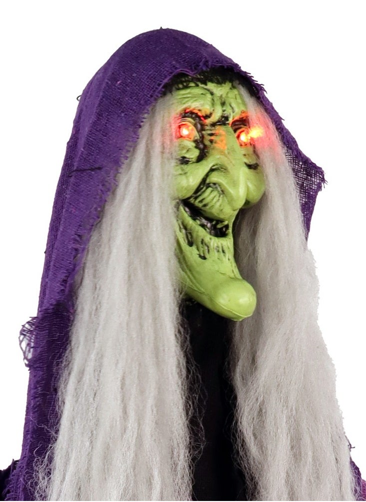 MAD TOYS - Spooky Hanging Witch with Light-Up Eyes and Scary Sound Activated Halloween Decoration - Image 1