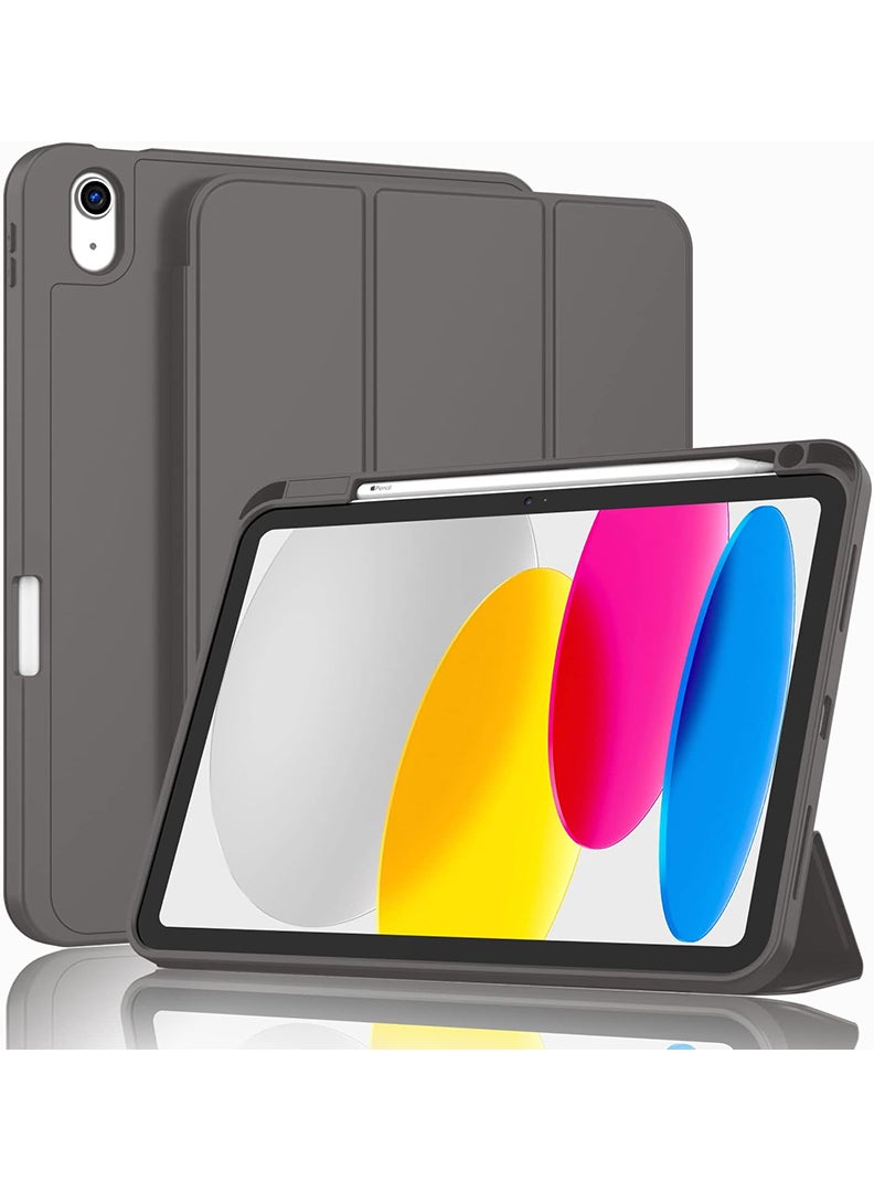 Theodor Compatible with iPad 10th Generation Case 10.9 Inch 2022 with Pencil Holder, Slim Trifold Stand Protective Cover with Soft TPU Back for iPad Case 10th Generation, Auto Sleep/Wake Dark Grey - Image 1