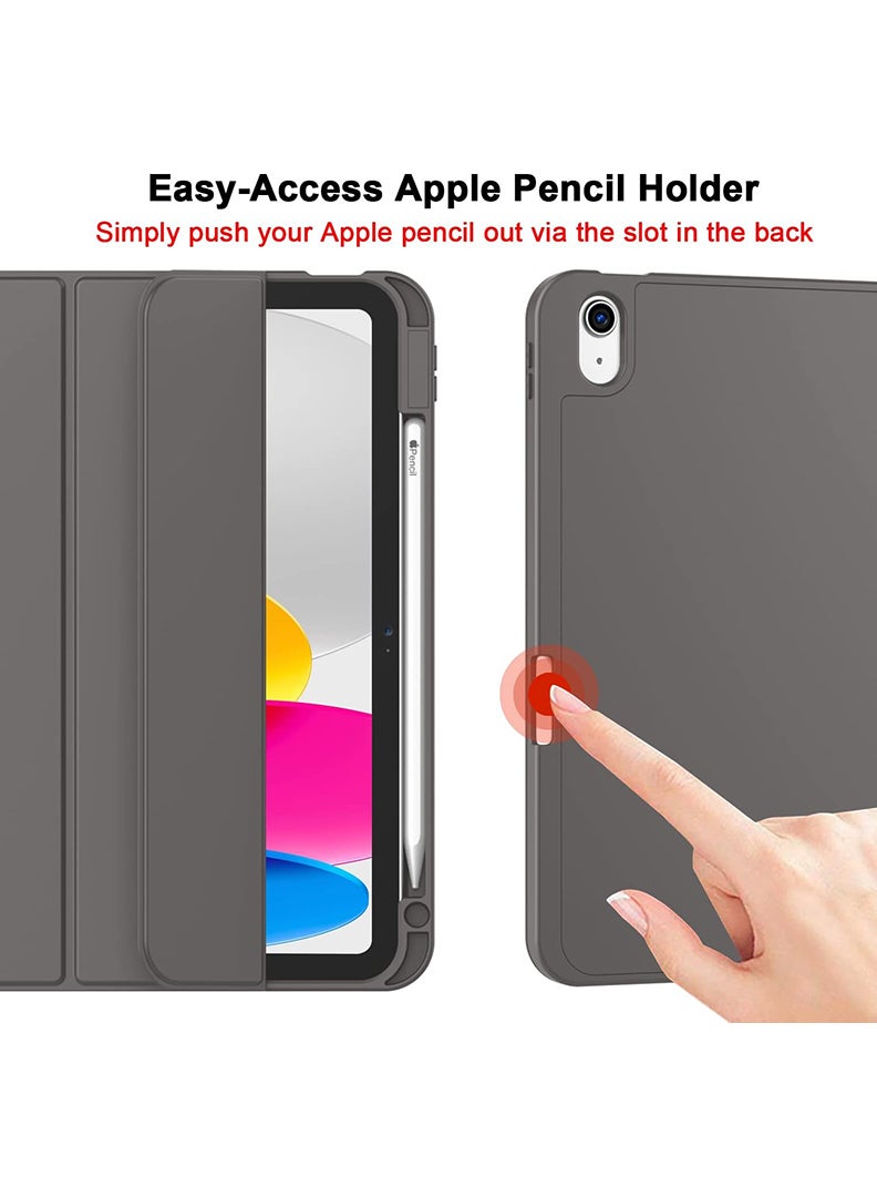 Theodor Compatible with iPad 10th Generation Case 10.9 Inch 2022 with Pencil Holder, Slim Trifold Stand Protective Cover with Soft TPU Back for iPad Case 10th Generation, Auto Sleep/Wake Dark Grey - Image 5