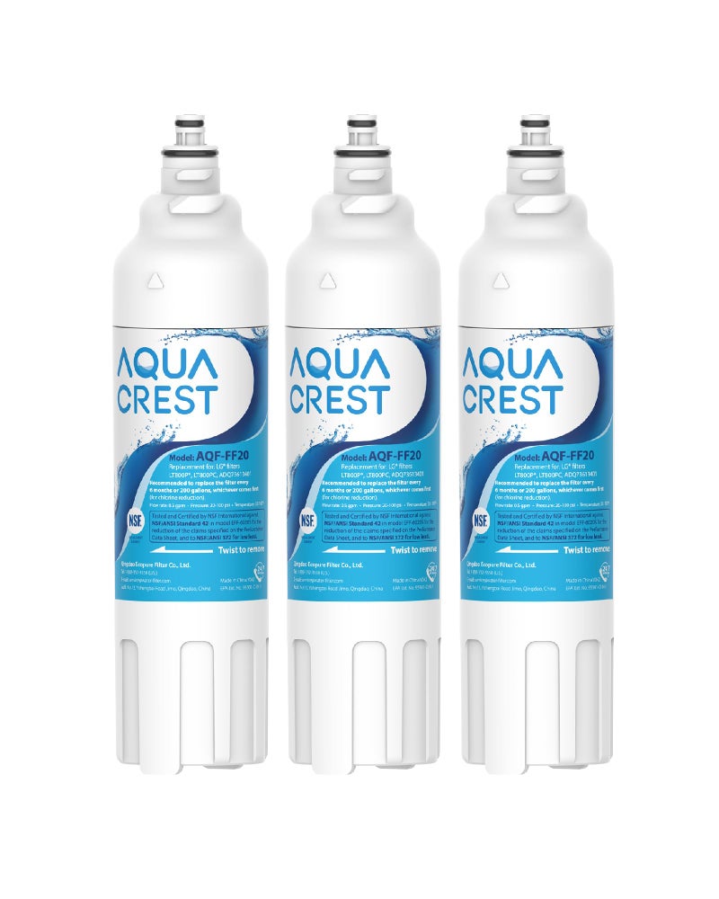 فلتر مياه الثلاجة AQUA CREST ADQ73613401 بديل لـ LG LT800P ADQ73613402 ADQ73613408 ADQ75795104 Kenmore 9490 469490 LSXS26326S LMXC23746S LMXC23746D عبوة من 3
