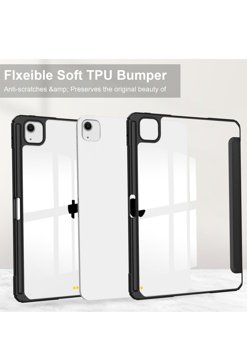 Generic - Case Compatible With IPad Air 13-Inch (2024) with Pencil Holder Clear Transparent Back Shell Slim Stand Shockproof Tablet Cover Auto Wake/Sleep (Black) - Image 1