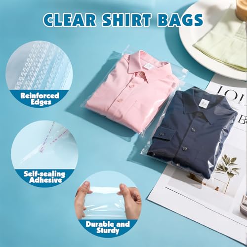 NUITPY 135 Pcs Clear Cellophane Bags, 9x12 Inch Resealable Poly Bag, Self Sealing Shirt Bags, Clear Bag for Clothes, magazine, postcard - Image 3