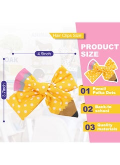 HOXIEYA Cute Pencil Bow Clip for Girls Back to School Hair Bow Clips Yellow Pencil with White Polka Dots Deisgn Alligator Clips School Hair Accessories for Little Girls, Toddlers, Kids, and Teens  - Image 2
