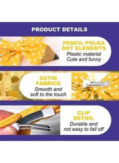 HOXIEYA Cute Pencil Bow Clip for Girls Back to School Hair Bow Clips Yellow Pencil with White Polka Dots Deisgn Alligator Clips School Hair Accessories for Little Girls, Toddlers, Kids, and Teens  - Image 4