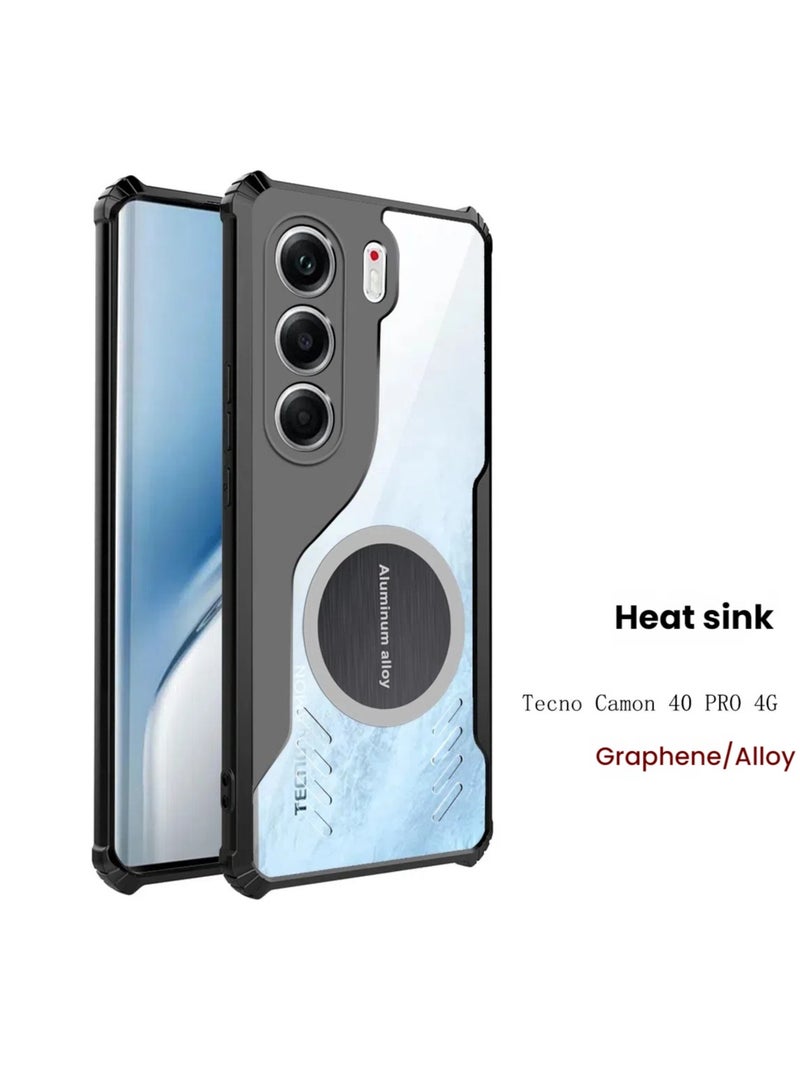 General Case Compatible Tecno Camon 40 Pro, Hole Cooling Case Hybrid Clear TPU Bumper Aluminum Heat Shield  - Image 2