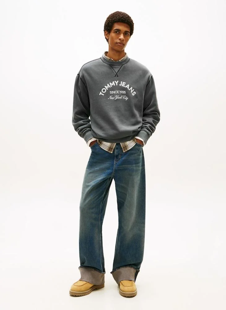 TOMMY JEANS  Arch Logo Appliqué Washed Sweatshirt for Men | Best Price UAE