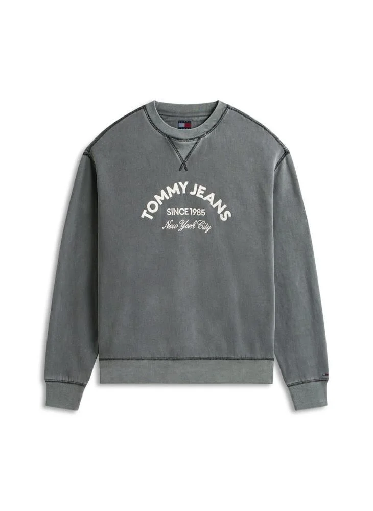 TOMMY JEANS  Arch Logo Appliqué Washed Sweatshirt for Men | Best Price UAE