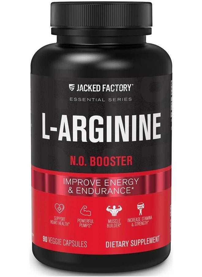 Jacked Factory - L Arginine (Patented Nitrosigine) 1500mg - Patented Bonded L-Arginine Silicate Nitric Oxide (NO) Booster Pre Workout Supplement for Muscle Growth, Pumps, Vascularity, Energy - 90 Veggie Pills - Image 1