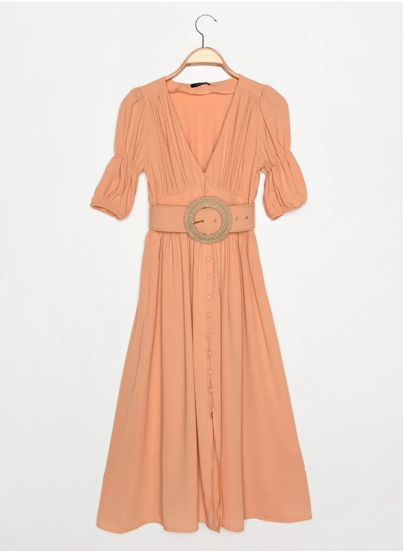 trendyol Puff Sleeve Pleated Dress