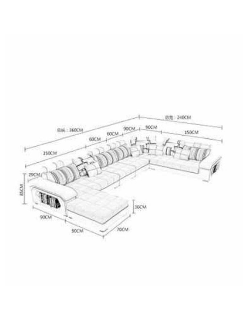 Ripple FURNITURE Apartment Living Room Corner Nordic Removable Washable Sofa Combination Furniture Dark 7 Seaters U Shape Grey 360X90X40  - Image 2