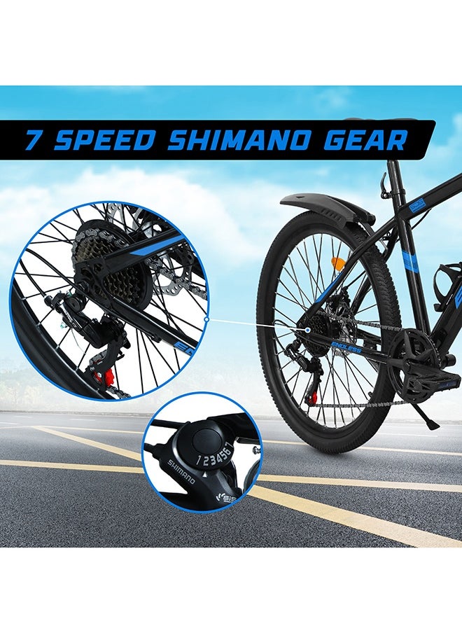 ENDLESS  26" 7-Speed Mountain Bike for Adults | High Carbon Steel 18" Frame, Disc Brakes, Suspension MTB with Front & Rear Mudguards, Adjustable Seat, 2.135" All-Terrain Tires – Men & Women  - Image 5