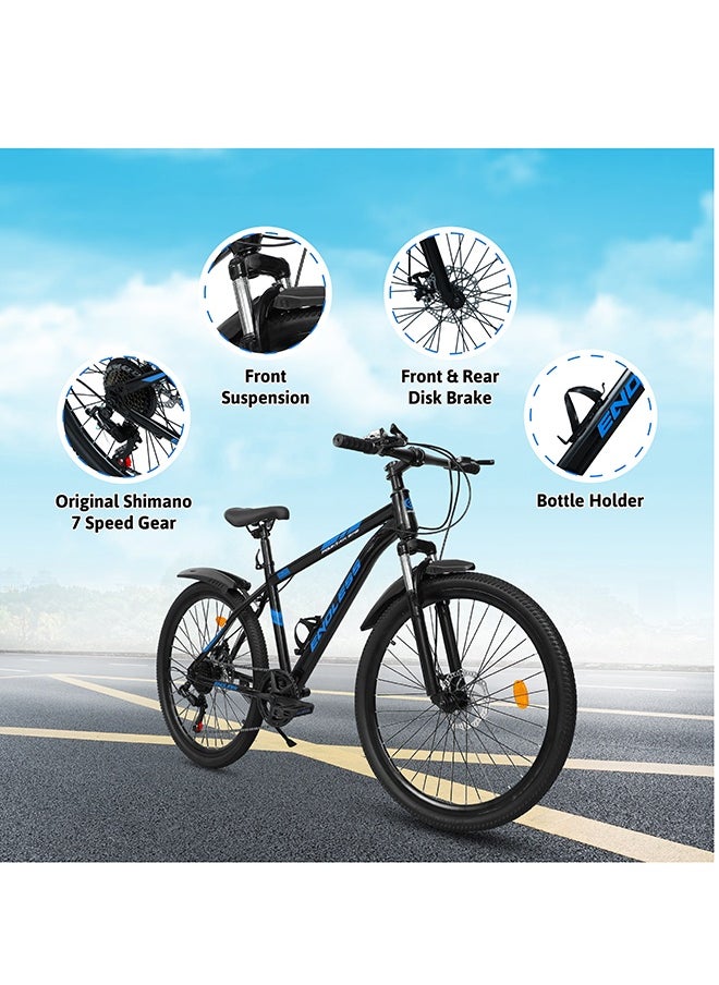 ENDLESS  26" 7-Speed Mountain Bike for Adults | High Carbon Steel 18" Frame, Disc Brakes, Suspension MTB with Front & Rear Mudguards, Adjustable Seat, 2.135" All-Terrain Tires – Men & Women  - Image 2