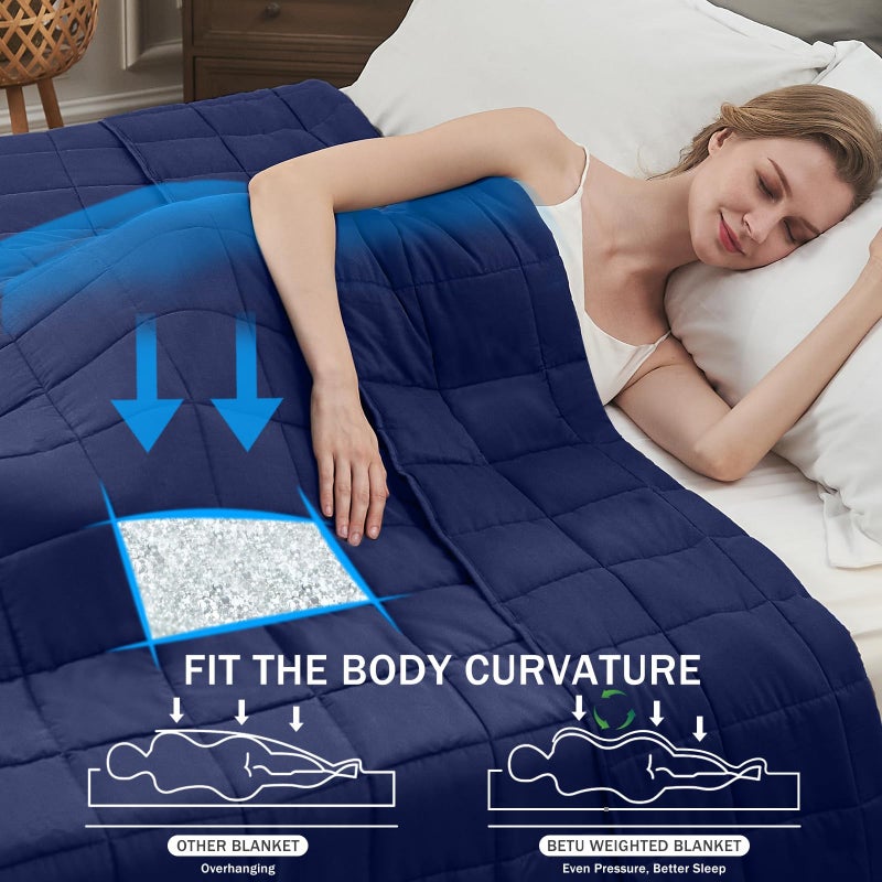 BETU Navy Blue Weighted Blanket for Adults 20lbs, 48"x72", Twin Full Size Cooling Heavy Throw Blanket for 130-220lbs, Microfiber Soft Thick Big Blankets Weighted Comforter Gift for Sleeping - Image 2